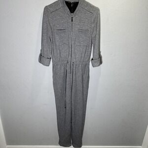 White House Black Market Zip Front Soft Jumpsuit Gray One Piece Size 2